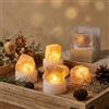 MIJOMA Set di 4 cristalli di sale con tealight a LED - Lampada di sale della gamma Salt (Pakistan) - Luce decorativa naturale con batteria - Bianco caldo - Relax & Ambiente 4 x 2 cm