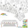 COSORO Tovaglia da Colorare a Tema Fiori Primaverili e Farfalle per Bambini, Poster Tovaglia per Feste con 18 Pennarelli, 47x71 pollici Rotolo di Carta da Disegno per Tavolo, Foglio da Colorare