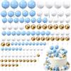 SHUOHONG 120 Pezzi Decorazioni per Torte 1,5-4CM Decorazioni Torta Oro Bianco Blu | Montaggio Semplice Cake Topper per Baby Shower Feste Compleanno Buffet Dolci San Valentino Torte Nuziali