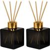 Zimoer Diffusore di vetro vuoto, 2 pezzi da 150 ml, bottiglie quadrate in vetro per oli essenziali, contenitore per aromaterapia, accessori per profumi fai da te, set di bastoncini di ricambio per