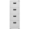 IKAYAA Classificatore schedario in Metallo Schedario da Ufficio Armadio da Ufficio Armadietto per Archivio Schedario Portadocumenti con 4 cassetti in Acciaio-Grigio chiaro-46 x 62 x 133 cm