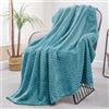 Exclusivo Mezcla Coperta in Pile, Leggero, Reversibile, Morbido, 130x170 cm | per Divano, Letto e l'Aperto, Copriletto Multi-Uso, Jacquard a Chevron, Tutte le Stagioni, Blu Pavone