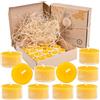 BeesWax World - Candele 100% cera d'api con stoppino in cotone - 4h di combustione - Set da 10 o 50 pezzi - Candele ecologiche in cera d'api con plastica riciclata (25, Trasparente)
