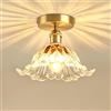 JIAODIE Plafoniera Vintage Floreale Con Paralume In Vetro Attacco E27 Lampada Decorativa Per Corridoio Da 21 Cm Per Ingresso Camera Da Letto Soggiorno Guardaroba Balcone Lampada Da Soffitto(Metallic,1-Pack)