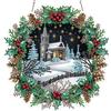 MOGTAA 5D Diamante Pittura Natale Ciondolo con Catena, Kit Fai da Te Natale Inverno Diamond Painting Adulti Bambini, Paesaggio Diamond Painting Kit Ciondolo, per Giardino Casa Decorazione Regali
