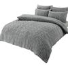 Olivia Rocco Set di biancheria da letto con copripiumino in pile Teddy, facile da pulire, con federe, termico, caldo, accogliente, super morbido, matrimoniale, grigio