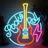 YUEYYNS Rock Roll Insegna al Neon Lampada al Neon Musicale a Forma di Chitarra Luci a LED per Bar, Discoteche, Feste, Sale Giochi e Musica Regali Dimmerabili per Ragazzi e Ragazze