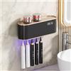 mumisuto Spazzolino Igienizzante UV da Bagno,Portaspazzolino Elettrico Parete con 5 Slot et UV Sterilizzazione Porta Asciugatrice,Ricaricabile USB,Organizer per Spazzolino da Denti,Carica 1800mAh (Nero)