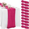 HAISIWLKJ Confezione da 10 runner da tavola in garza bohémien da 3 m, in tessuto rustico, vintage, velato, per feste nuziali, decorazioni per baby shower (fucsia)