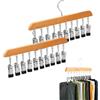 Generic Closet Organizer with 10 Clips - Space Saving Hanging Closet Organizer, Pant Hangers with Clips, Closet Organizers and Storage, for Jeans, Hats, Shorts, Socks (Wood*2)