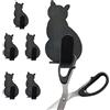 smashing Ganci da Parete per Gatti - Portachiavi Gatto Adesivo in Metallo Nero da Parete Confezione da 6 - Ganci durevoli per Parete del Bagno, Simpatico Portachiavi a Forma di Gatto, appendini