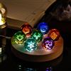 FIYSON Anemo Electro Pyro Dendro Cryo Geo Hydro Merch Set di 7 palle di visione Genshin Impact Vision Balls, 3D Eye of God, luce notturna a LED, USB 40 mm, con base in legno, 7 pezzi Anemo Electro