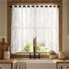 WOKICOR Tende a vetro bianche 150 x 100 cm con farfalle e fiori | Tende corte in pizzo semitrasparente per cucina bagno camera e piccole finestre