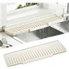Volminex Tappetino Lavello Cucina, Tappetino per Rubinetto, Bianco 60x12cm | Tappetino Lavandino Paraspruzzi in Silicone per Bagno, Tappetino Scolapiatti, Vassoio Antigoccia, Paraspruzzi per Rubinetti