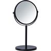 WENKO Specchio per trucco Assisi Ø 17 cm nero - Specchio per il trucco orientabile con ingrandimento 3x, superficie specchiante ø 16 cm 300 % ingrandimento, Acciaio, 18.5 x 34.5 x 15 cm, Nero