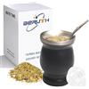 Beruth Zucca Bombilla Yerba Mate, set di tazza da tè in acciaio inossidabile da 8 once con coperchio multifunzionale, due cannucce e spazzole per la pulizia, tazza da caffè a doppia parete (nera)