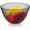 com-four® Cesto portafrutta in metallo nero 24,5 cm, fruttiera con design | ciotola decorativa per frutta - fiori e candele