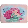 A.Monamour Tappetino per Il Bagno Antiscivolo Assorbente Morbido Acquerello Sirena Cartone Animato Capelli Viola Pesci Conchiglie Cuore Blu Sfondo Tappeto Tappetini Doccia Cucina Zerbino 40x60cm