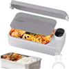 Kouamor Contenitore per il pranzo elettrico, batteria da 16000 mAh, portatile, per viaggi, 1 l, per adulti, con borsa isolante, forchetta e cucchiaio e piastra divisoria rimovibile
