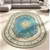 Generic Tappeto ovale con stampa floreale, beige e blu, 200 x 250 cm, vintage, tradizionale, orientale, morbido, a pelo corto, per soggiorno, antiscivolo, grande, per camera da letto e cucina