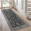 GENIMO Tappeto Persiano Vintage Classico Grigio Scuro 80 x 150 cm | Antiscivolo e Lavabile in Lavatrice, Pelo Corto Morbido per Soggiorno, Camera da letto, Cucina, Ingresso e Ufficio