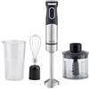 Silva Schneider Set frullatore a immersione in acciaio inox Silva Homeline, 700 Watt, 2 livelli di velocità, tritatutto multiuso, frusta e misurino, motore DC extra silenzioso, 18.000 giri/min, nero, SMS 6502