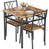 GarveeHome Set Da Pranzo Salvaspazio a 3 Pezzi Per 2 Persone: Tavolo Quadrato in Metallo e Legno Con Sedie Imbottite, Mobili Compatti Stile Rustico Sala Pranzo, Ideali Piccoli Spazi Appartamenti