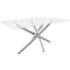 Parama Tavolo rettangolare 160x90cm top in vetro temperato trasparente 10mm e gambe incrociate in acciaio cromato | Harald