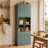 Soayone Mobile Colonna Cucina 60 cm, Dispensa Alta Verde Salvia, 180,5 cm | 60 cm di larghezza e 40 cm di profondità: 4 ante, 3 vani aperti e 2 ripiani regolabili fino a 20 kg ciascuno.