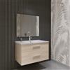 MarinelliGroup Mobile bagno SOSPESO 60 80 100 120 cm con lavabo in ceramica 2 cassetti LINDA (80 cm, Rovere Chiaro)