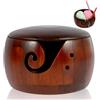 ARCPNRT Ciotola di Lana di Stoccaggio, 15 x 9,2 cm Portatile Maglieria Ciotola, Ciotole per Filato con Foro, Ciotole per Lavorare a Maglia in Legno con Copertura, per la Maglia(Colore Legno Scuro)