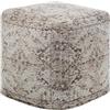 Beliani Pouf in tessuto grigio/beige talpa 42 x 42 cm