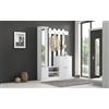 TIZZ Set guardaroba da 135 x 25 x 180 cm, con specchio, armadietto da corridoio, 2 scarpiere, 2 armadi portaoggetti, adatto per porte e corridoi, bianco