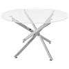 Parama Tavolo rotondo Ø120cm top in vetro temperato trasparente 8mm e gambe incrociate in acciaio cromato | Leif