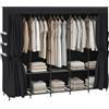 HOMCOM Armadio in Tessuto Salvaspazio 5 Aste 5 Ripiani 212x45x167 cm, Nero | Guardaroba Salvaspazio, 6 Tasche Laterali, Ante Antipolvere con Zip, per Camera da Letto