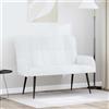 Kaloriko Divano a 2 Posti Bianco 115 x 61 x 87 cm Tessuto Poliestere Moderno per Soggiorno Lounge e Relax con Struttura Resistente in Legno e Metallo