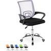 PALUPLUS Sedia da Ufficio Smart in Tessuto a Rete Traspirante, Misura 53x51x97 cm, Poltrona da Scrivania Girevole 360° con Ruote, Base in Acciaio e Altezza Regolabile, Portata 100Kg -10 (Bianca)