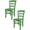 t m c s Tommychairs - Set 2 Sedie modello Cuore per cucina bar e sala da pranzo, robusta struttura in legno di faggio verniciata in anilina verde e seduta in legno