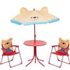 SICIGNANO CASALINGHI Sicignano | Set Sedie Tavolo Ombrellone Regolabile Pieghevole per Bambini Bimbi, Plastica - Colorato, per Giardino Asilo Picnic Parco Giochi (1, Beige/Rosso)