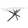 Parama Tavolo rettangolare 160x90cm top in vetro temperato trasparente 10mm e gambe incrociate in acciaio nero | Harald