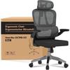 FLEXISPOT Sedia da ufficio ergonomica, con poggiatesta 2D, braccioli pieghevoli e supporto lombare dinamico, per casa e ufficio, OC3 LITE (Nero)