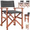 Casaria® Sedie da Regista Premium x2 Imbottita Legno di Eucalipto Certificato FSC® Pieghevole Braccioli Tessuto Lavabile Capacità di Carico fino a 160kg Giardino Esterno Antracite