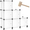 AWTATOS Organizer a cubo con ante, in plastica, con 6 cubi, impilabile, modulare, ideale per camera da letto, casa, soggiorno, colore: bianco traslucido