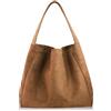 CorkAllin Grande borsa shopper in pelle scamosciata marrone, da donna, per autunno e | Borsa tote vintage in pelle scamosciata, perfetta per il tempo libero, il lavoro, i viaggi, volume generoso per laptop da 15