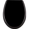 LZQ Sedile WC con abbassamento automatico, in plastica dura, colore: nero | 45 x 38 cm, abbassamento silenzioso, cerniere cromate, materiale di montaggio incluso, adatto per WC standard con distanza di