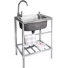 FTGENSM Lavello Cucin in Acciaio Inox Autoportante,Lavello in Acciaio Inox Autoportante con Banco da Lavoro Lavello da Pranzo Mobile Commerciale per Interni Esterni Spessore (Size : 48 * 35cm)