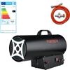 Fuxtec Generatore aria calda FUXTEC GH51 cannone a gas con adattore per bombole ITALIA riscaldatore, tubo di collegamento e riduttore di pressione potenza termica 50 kW, portata d'aria 650 m³/h