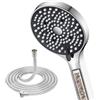 YEAUPE Soffione doccia e tubo flessibile da 1,6 m - 110 mm, flusso potente, tubo doccia e testa ad alta pressione, 6 modalità di aumento della pressione, soffione portatile per soffione elettrico a