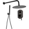 VALAZ Doccia da Incasso Miscelatore Nero Opaco Effetto Pioggia Serie Duero | Doccia da incasso miscelatore monocomando, soffione effetto pioggia 25 cm, acciaio inox, nero opaco, Serie Duero