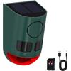 QXMH Allarme solare con sensore di movimento per esterni, 110 db, luce di allarme con USB, per dire addio agli intrusi